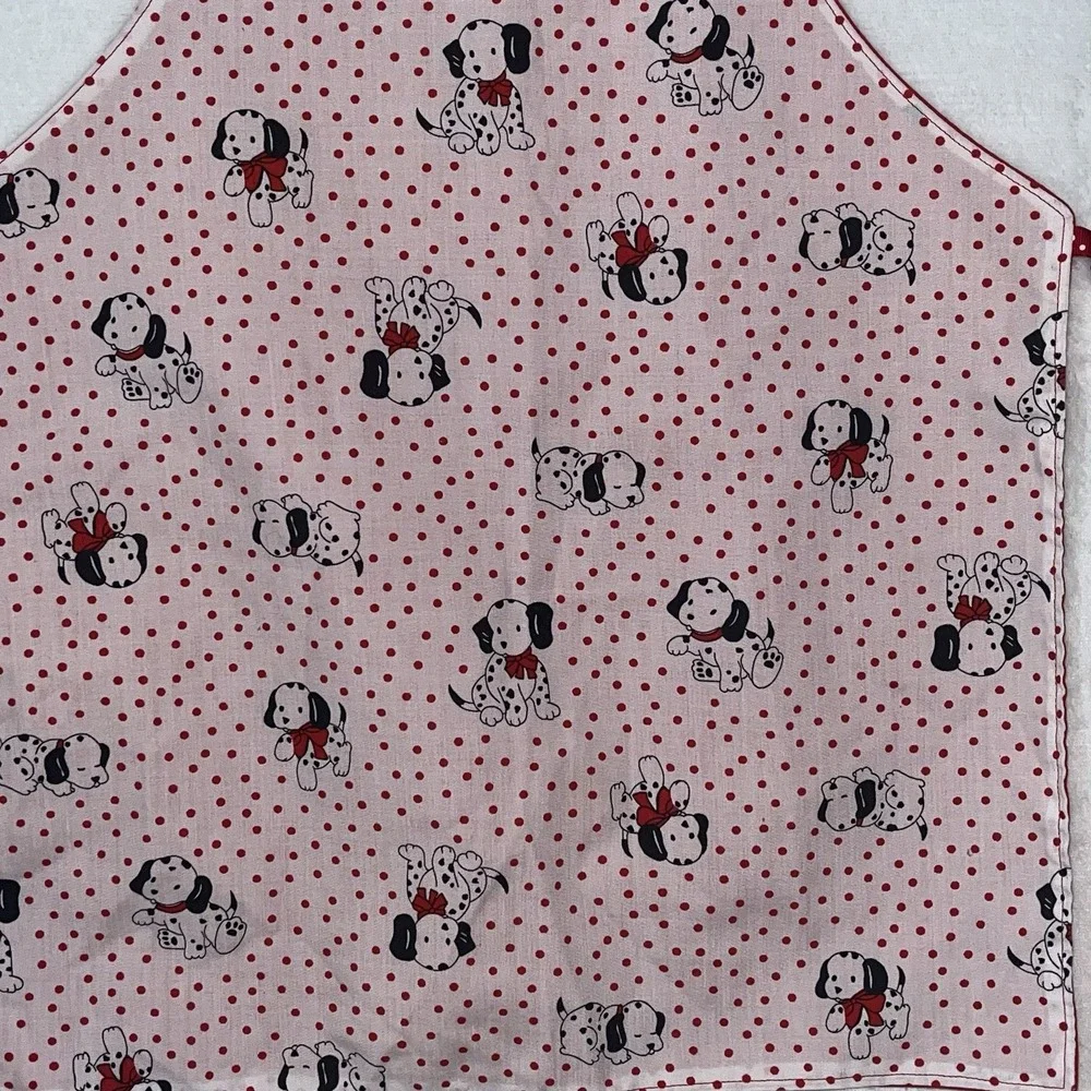 Dalmatian Dogs Reversible Apron Handmade Youth Size Kids Cooking Baking Red OOAK